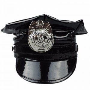 Hawk Hat Badge PVC PU skórzana czapka czarna ośmiokątna skórzana czapka policyjna skórzana czapka wojskowa odgrywająca rolę jednolita czapka nakrycia głowy