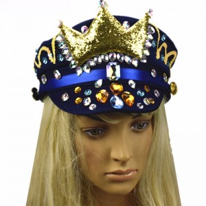 Nowa szafirowo-niebieska korona Kapelusz Lyjenny Brazylijskie Karnawałowe diamentowe czapki z cekinami na zamówienie hurtownia