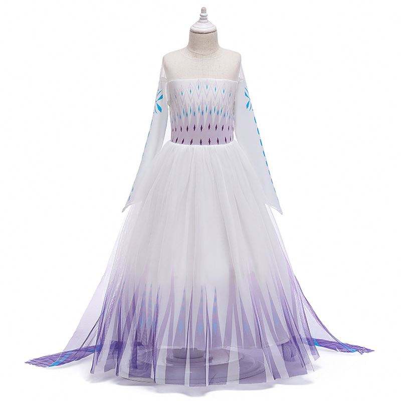2020 hurtowa ins królowa śniegu Elsa sukienka księżniczka Anna Long White Dress BX1693