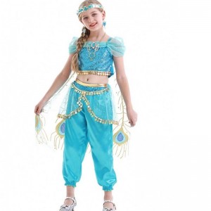 Anime Aladdin and the Magic Lamp Aladdin Cosplay Costume Princess Jasmine Belly Dancer Costume for Girl HCAL-001