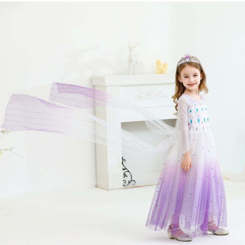 Nowa dziewczyna księżniczka Elsa sukienka dla dzieci letnia sukienka dla dziewcząt fioletowa sukienka Elsa dla dzieci 2-10 lat
