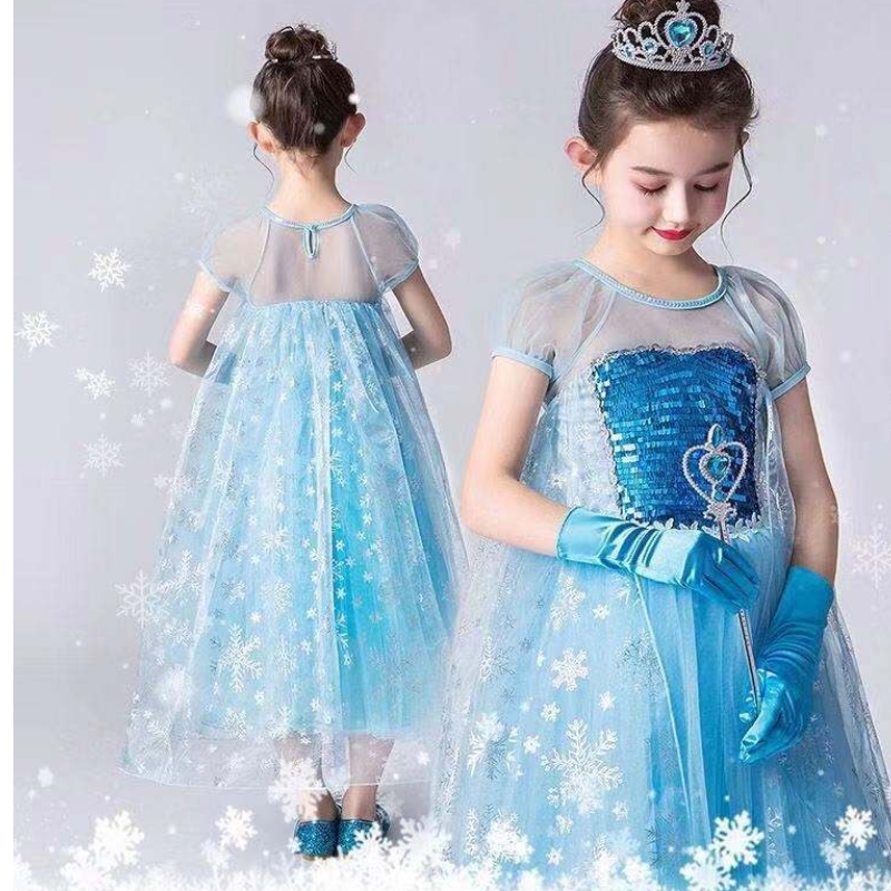 Sukienka dziewczyny księżniczka Elsa we frore fantazyjna dziewczyna sukienka koronkowa królowa sukienka kostium