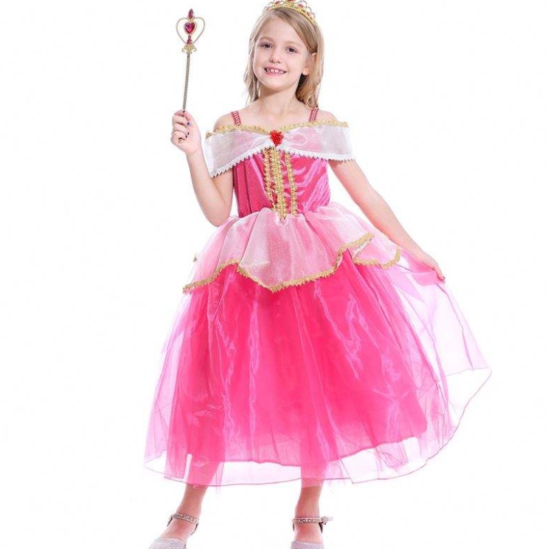 Dziewczyny Aurora Księżniczka Ubierz długie rękawy z koronkowej szaty dzieci Helloween/christmas prezentowe strojena imprezę