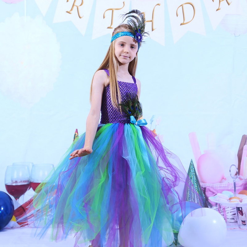 Autumn Dress Children Peacock Peake Mesh spódnicaniemowlęta księżniczka spódnica tutu sukienka Tutu