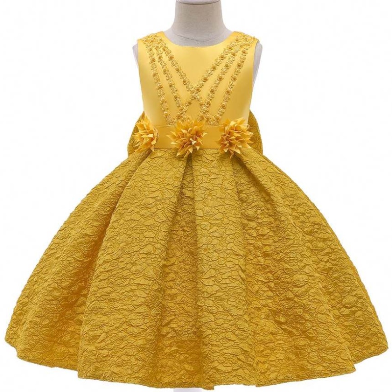 Baige odzież hurtowa sukienkaniestandardowa królewska żółta suknia balowa mini sukienka liniowa dla dzieci