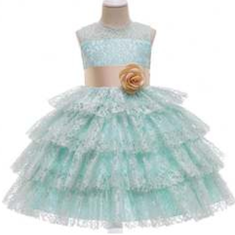 Baige Nowa stylowa sukienka wieczorowa 3-10 Years Flower Girl Lace Princess Ball Suknia