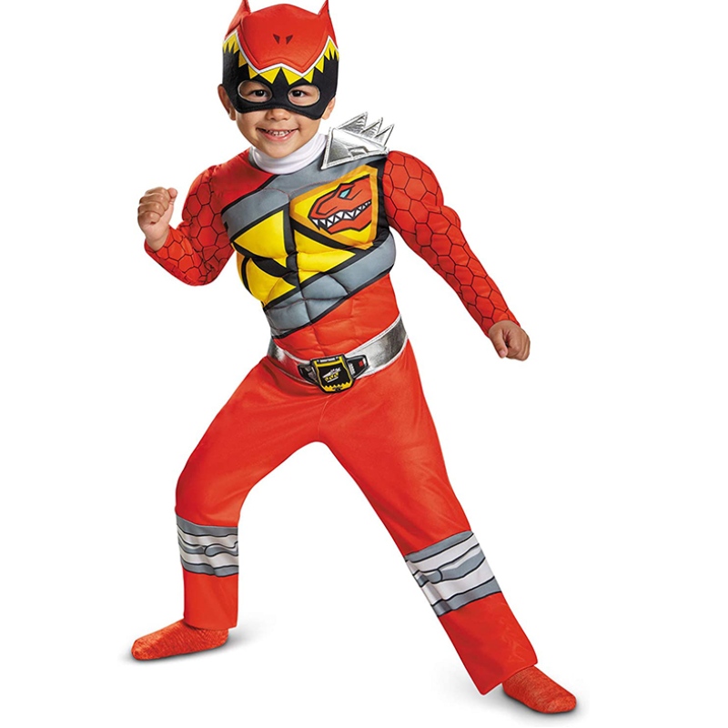 Red Power Muscle Superhero Dinosaur Kostiumy dla dzieci chłopców Halloween cosplay anime kombinezon strój ubrania