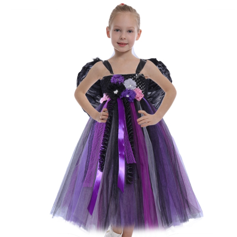 Amazon Hot Selling Girls Halloween Costume Vampire Witch Cosplay Cosplay Pageant Party Tutu Dresses